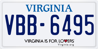 VA license plate VBB6495