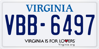 VA license plate VBB6497