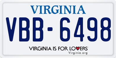 VA license plate VBB6498
