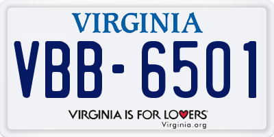 VA license plate VBB6501