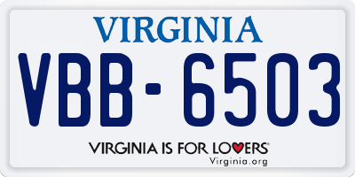 VA license plate VBB6503