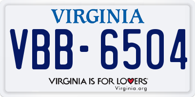 VA license plate VBB6504