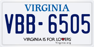 VA license plate VBB6505