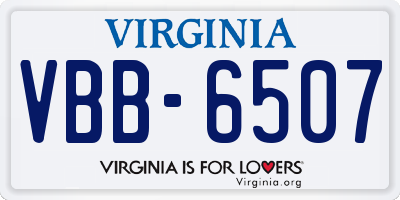 VA license plate VBB6507