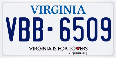 VA license plate VBB6509