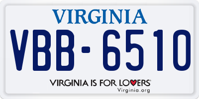 VA license plate VBB6510