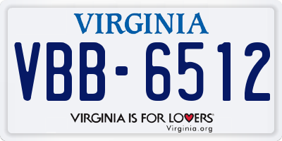 VA license plate VBB6512