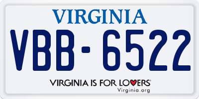 VA license plate VBB6522