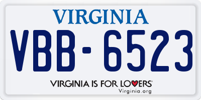 VA license plate VBB6523
