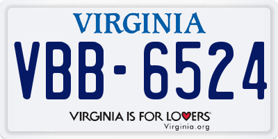 VA license plate VBB6524