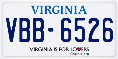 VA license plate VBB6526