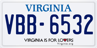 VA license plate VBB6532