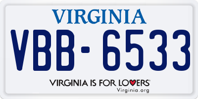 VA license plate VBB6533