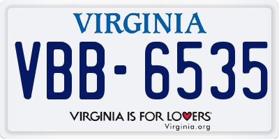 VA license plate VBB6535