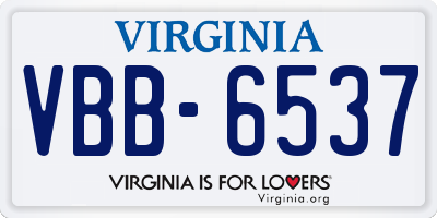 VA license plate VBB6537