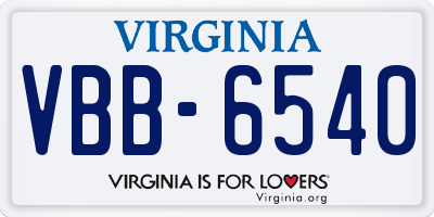 VA license plate VBB6540