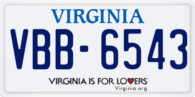 VA license plate VBB6543