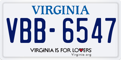 VA license plate VBB6547