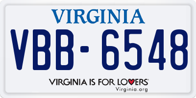 VA license plate VBB6548