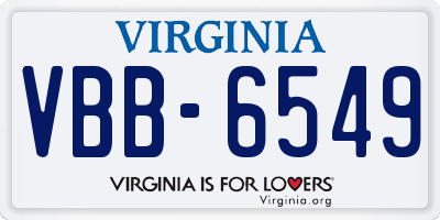 VA license plate VBB6549