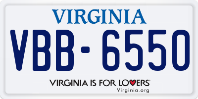 VA license plate VBB6550