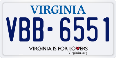 VA license plate VBB6551