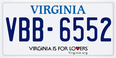 VA license plate VBB6552