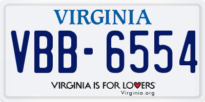 VA license plate VBB6554