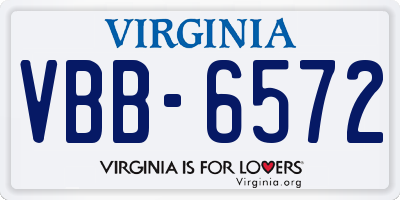 VA license plate VBB6572