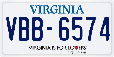 VA license plate VBB6574