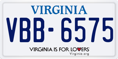 VA license plate VBB6575