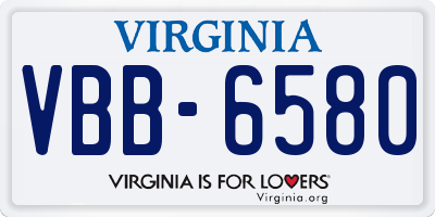 VA license plate VBB6580