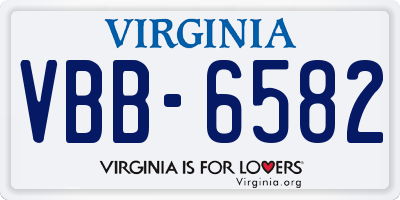 VA license plate VBB6582