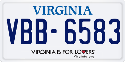 VA license plate VBB6583