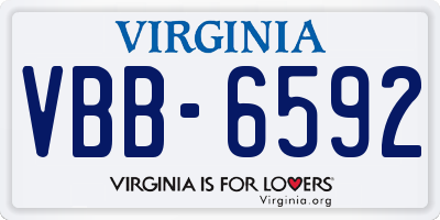 VA license plate VBB6592