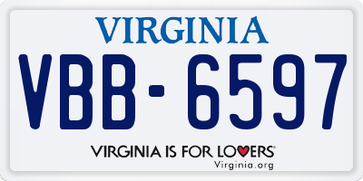 VA license plate VBB6597