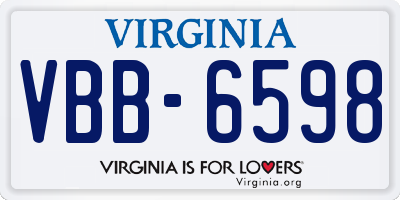 VA license plate VBB6598