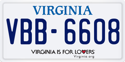 VA license plate VBB6608