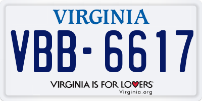 VA license plate VBB6617