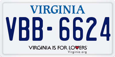 VA license plate VBB6624