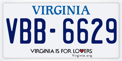 VA license plate VBB6629