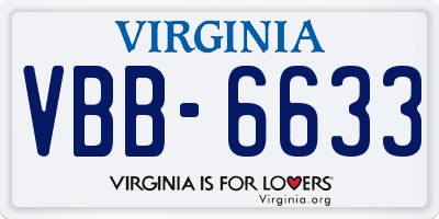 VA license plate VBB6633