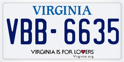 VA license plate VBB6635
