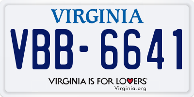 VA license plate VBB6641