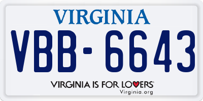 VA license plate VBB6643