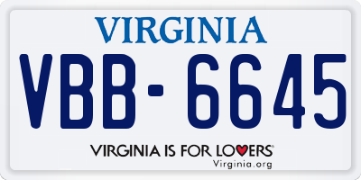 VA license plate VBB6645