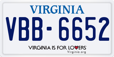 VA license plate VBB6652