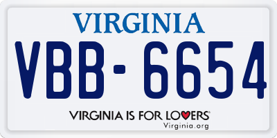 VA license plate VBB6654
