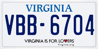 VA license plate VBB6704