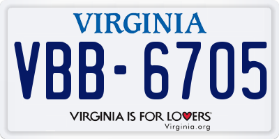 VA license plate VBB6705